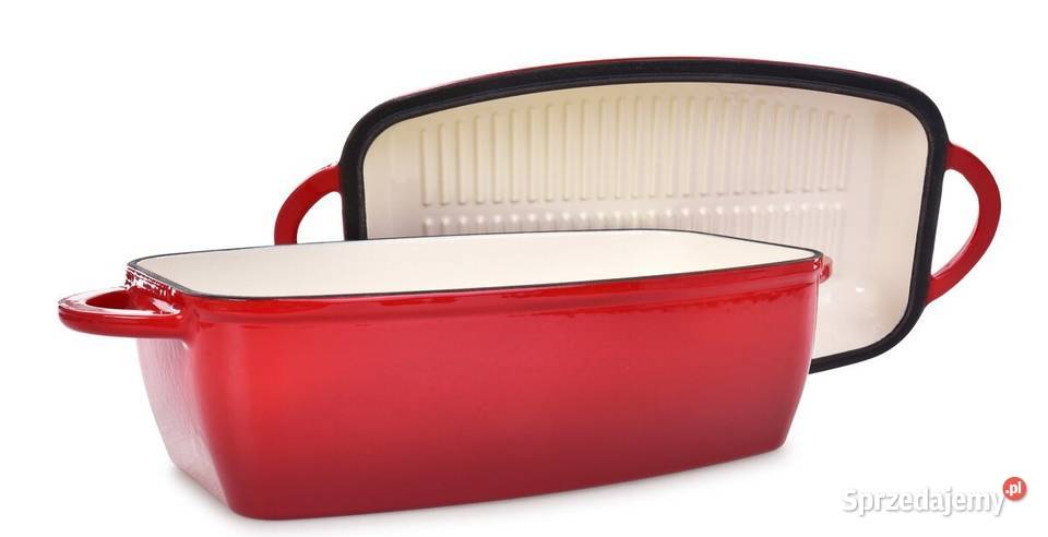 Duża masywna brytfanna z pokrywką grillową