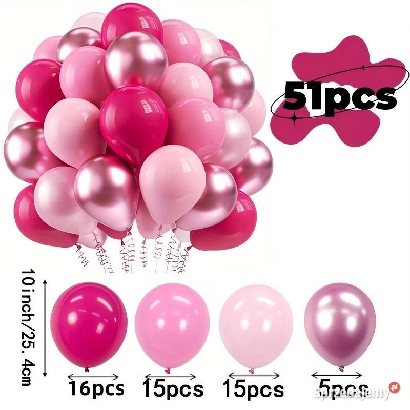 Balony Lateksowe Różowe Zestaw 51 AS mazowieckie sprzedam