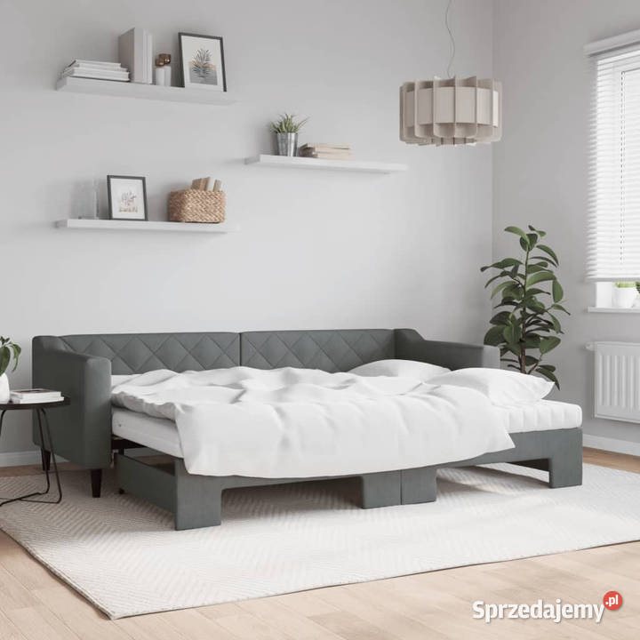 Sofa rozsuwana z materacami ciemnoszara tkanina Warszawa