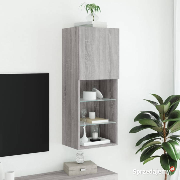 Szafka TV z LED szary dąb sonoma 405x30x102 mazowieckie Warszawa sprzedam