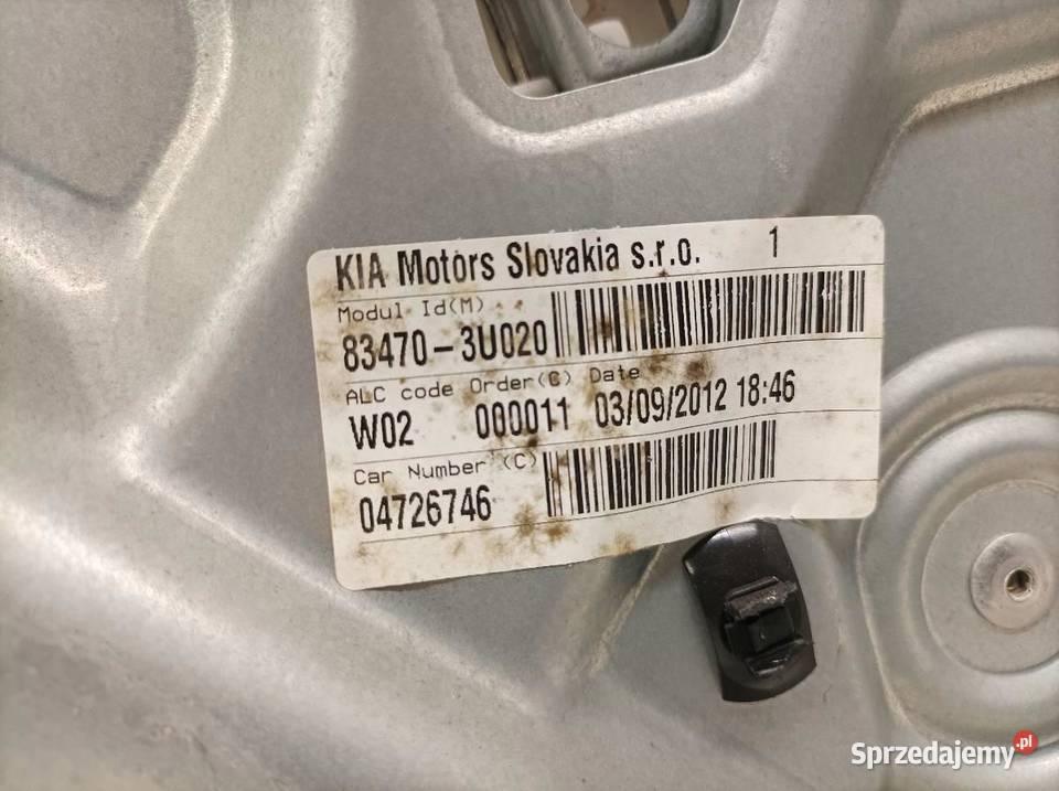MECHANIZM SZYBY LEWY TYŁ 834703U020 Kia Sportage