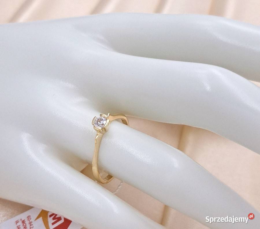 Pierścionek r14 Złoty pr585 classic z jednym wielkopolskie Poznań