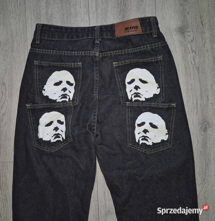 Spodnie jeansowe Baggy Y2K Streetwear M czarny Spodnie Łódź