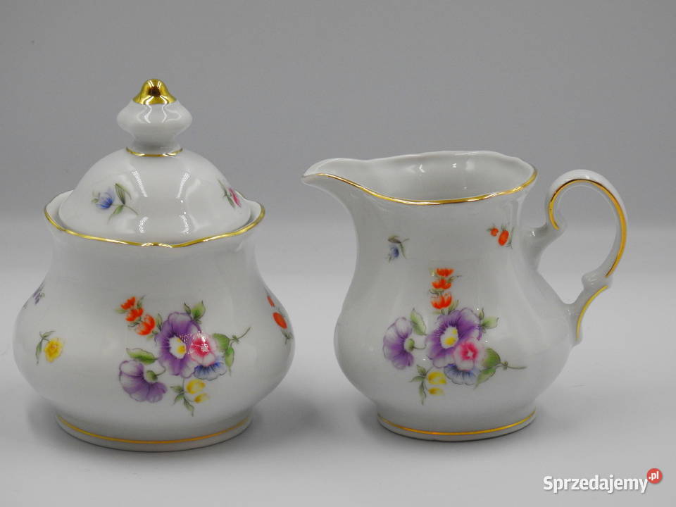 Piękny komplet porcelanowy cukiernica i mlecznik Inowrocław sprzedam