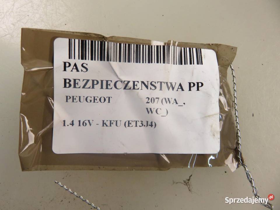 PAS PRAWY PRZEDNI PEUGEOT 207 96498052XX Pasy bezpieczeństwa