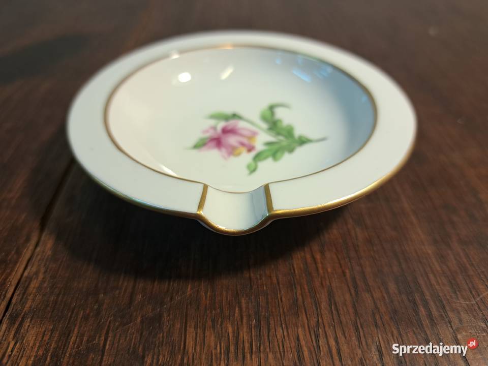 Przedwojenna popielniczka porcelanowa biała Carl Olkusz
