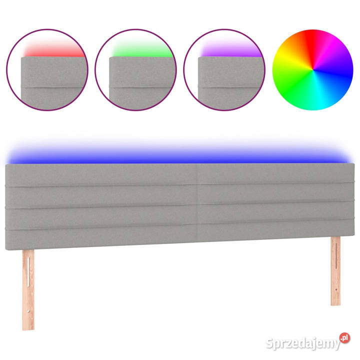 Zagłówek do łóżka z LED jasnoszary 180x5x7888