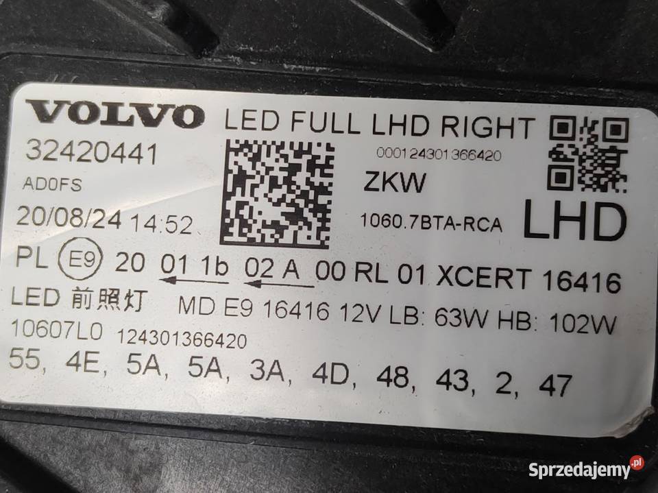 Lampa Prawy Przód Full Led Volvo Xc60 II wielkopolskie