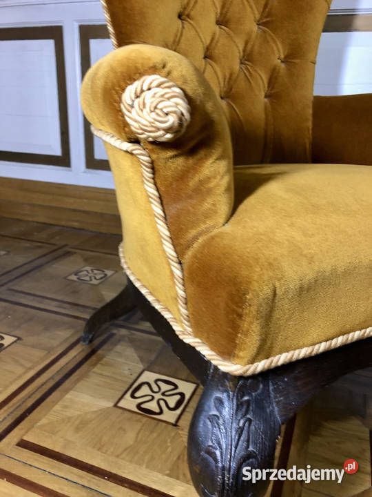 FOTEL USZAK czarny dąb tkanina welur w kolorze mazowieckie