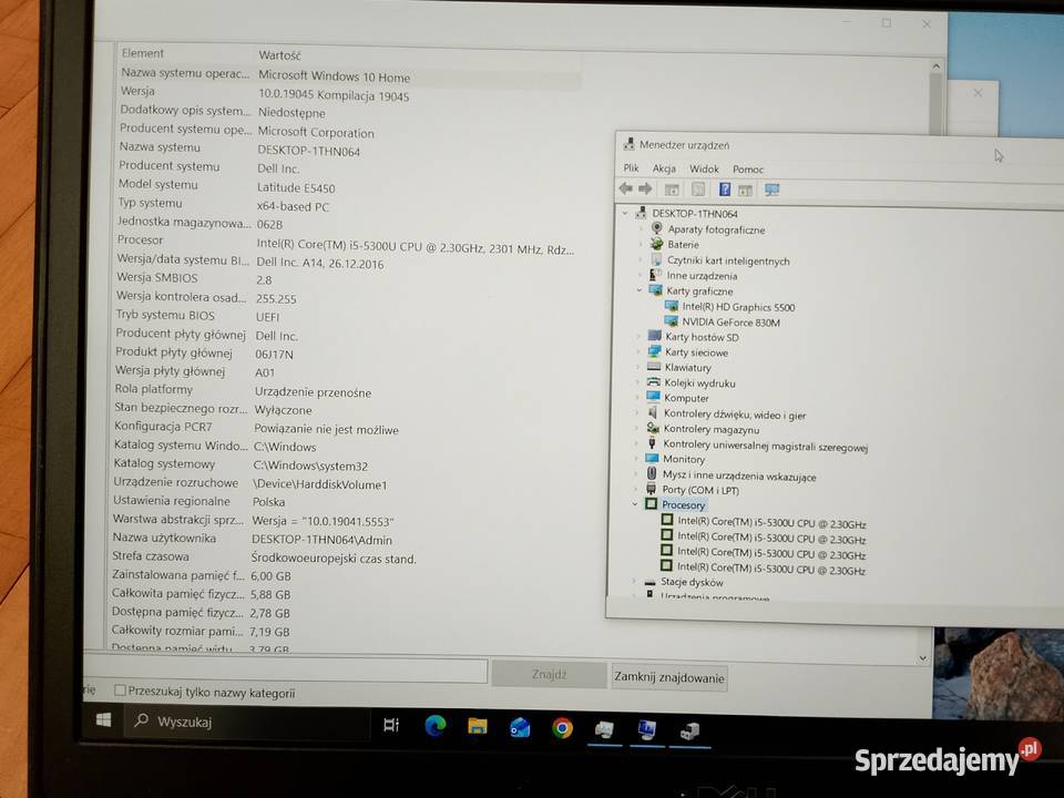 Laptop Dell Latitude E5450 14 i55300U SSD FHD podkarpackie Rymanów sprzedam