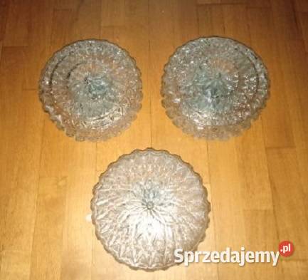 Klosze do plafonu POLAM 3 klosze PRL szkło Łódź