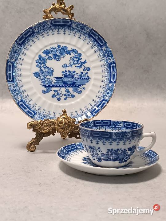 Kolekcjonerska Porcelana Blau Filiżanka Trio Augustów