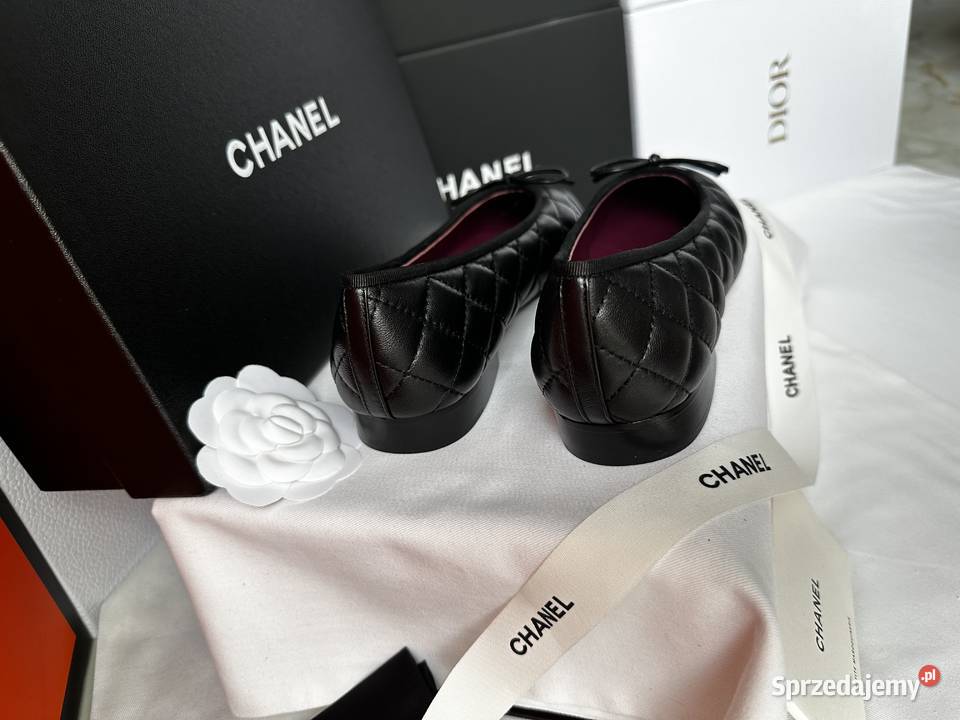 Baleriny Chanel Flats Cambon Black Leather Balerinki
