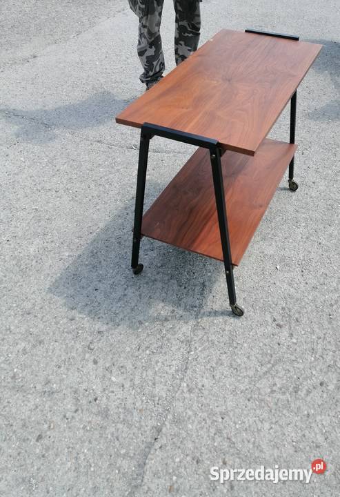 Stolik RTV Patyczak na kółkach PRL vintage Legnica