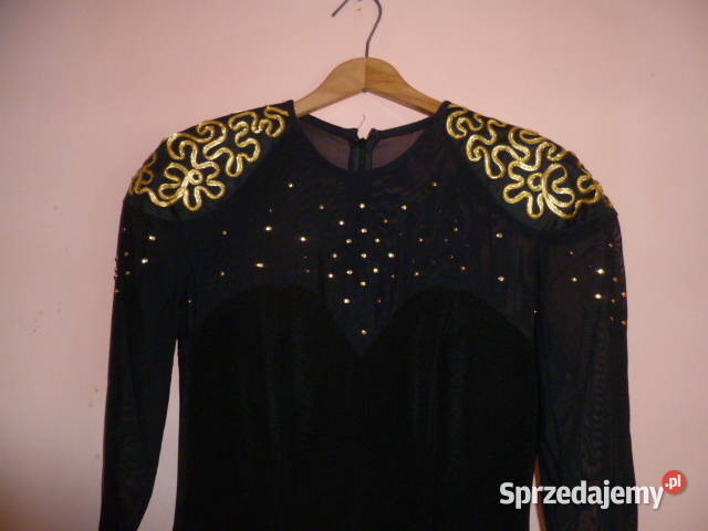 Sukienka czarna ze złotym dekorem małopolskie