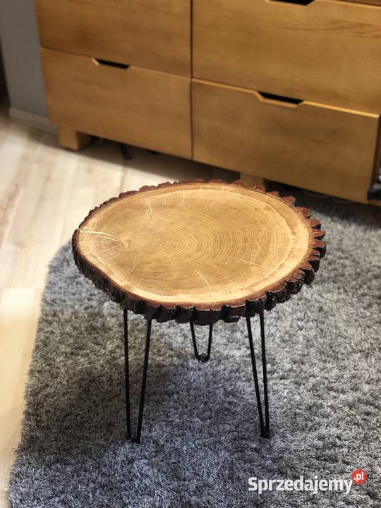 Stolik kawowy dębowy plaster dębu 55.5cm Grabów nad Prosną sprzedam