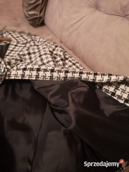 Płaszcz pepitka biały Łódź