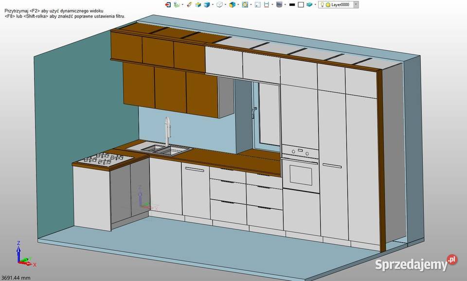Projektowanie mebli kuchni na wymiar rendering Jeżowe