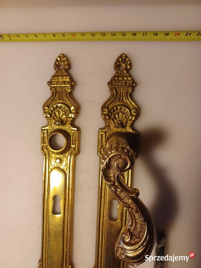 Komplet klamek mosiężnych i szyldów Klamki i uchwyty Poznań sprzedam