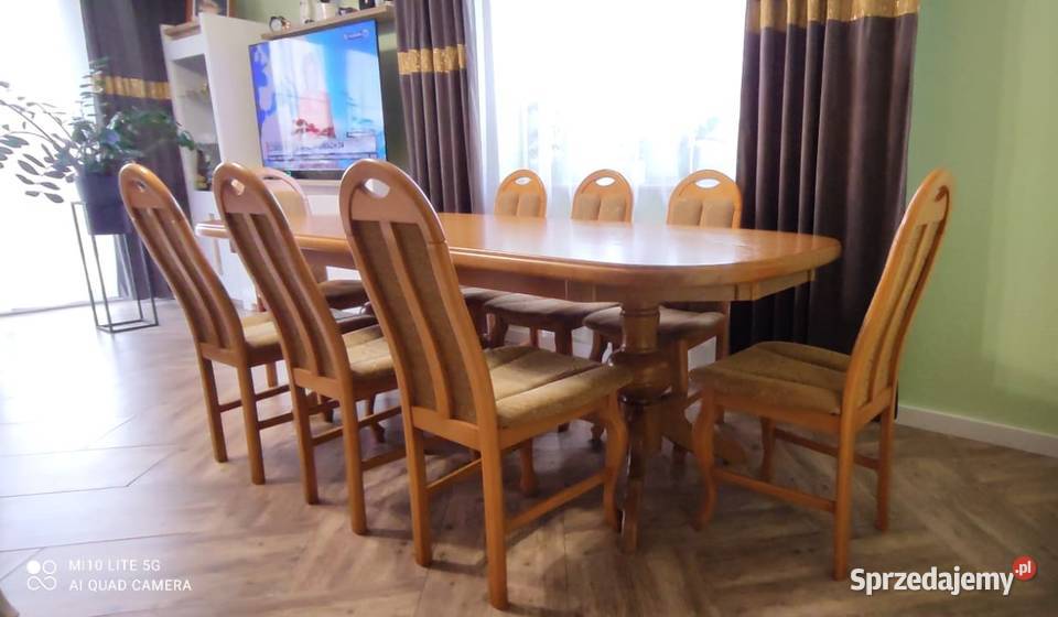 Stół dębowy 12 krzeseł piękny zestaw Stoły Kielce