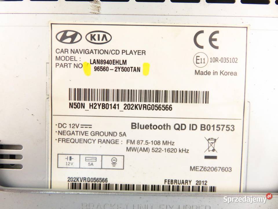 RADIO HYUNDAI ix35 LM EL ELH 965602Y500TAN Audio