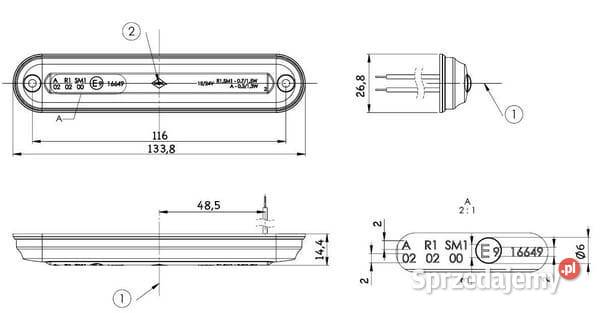 Lampa obrysowa LED 0715W prostokątna 1224V