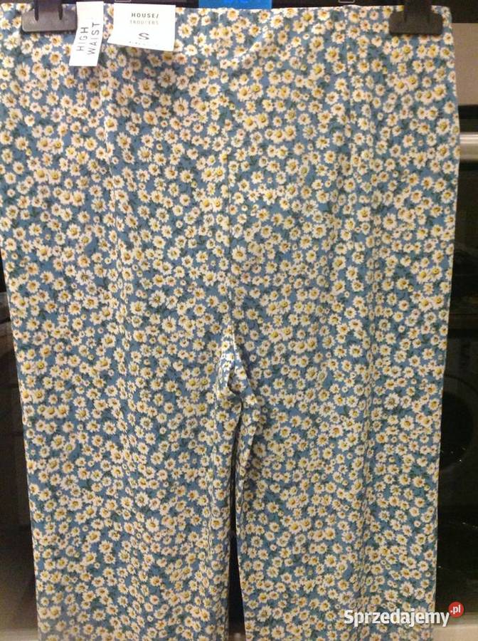 Spodnie Letnie Dzwony Damskie HOUSE S Kwiatki zielony Nowa Sól