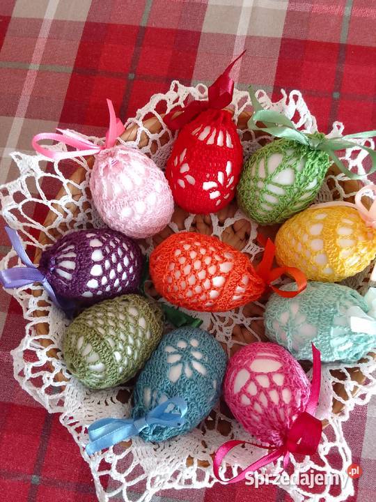 Pisanki koszulki na jajka szydełkowe wielkanoc Garbów