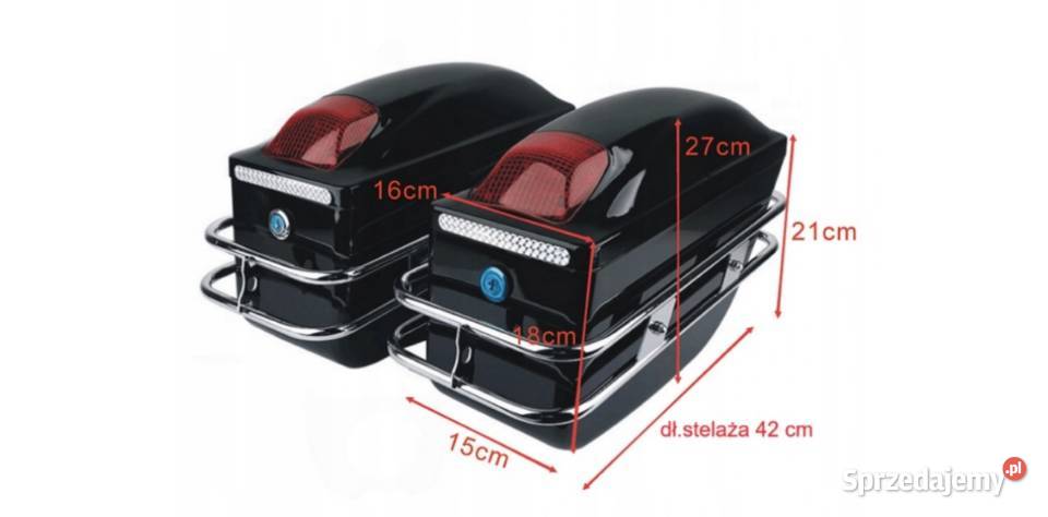 KUFRY BOCZNE DO MOTOCYKLA ZE STELAŻEM I LAMPĄ Sakwy i torby Sosnowiec