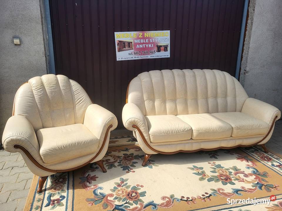 ładny komplet wypoczynkowy włoski ze skóry Dom i Ogród kujawsko-pomorskie Sypniewo