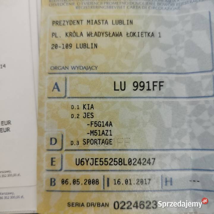 Kia Sportage 20 4x4 salon Polska LPG Lublin