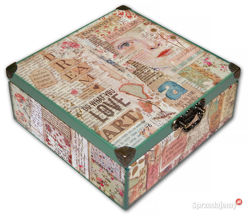 SZKATUŁKA pudełko drewniane DREAM LOVE ART 20x20 Dekoracje i ozdoby Bydgoszcz