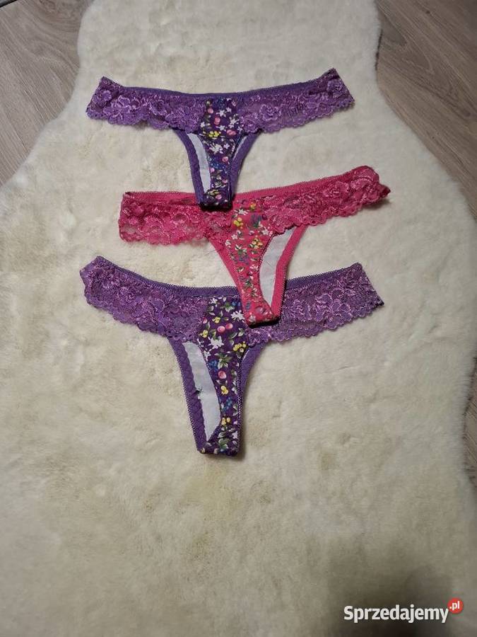 Stringi kolorowe komplet 3 sztuki Koronkowe  Figi i stringi Kielce