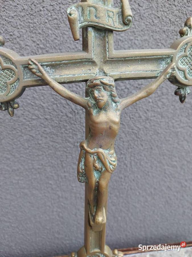 7 Stary krzyż krucyfiks stojący pasyjka mosiądz Tczew sprzedam
