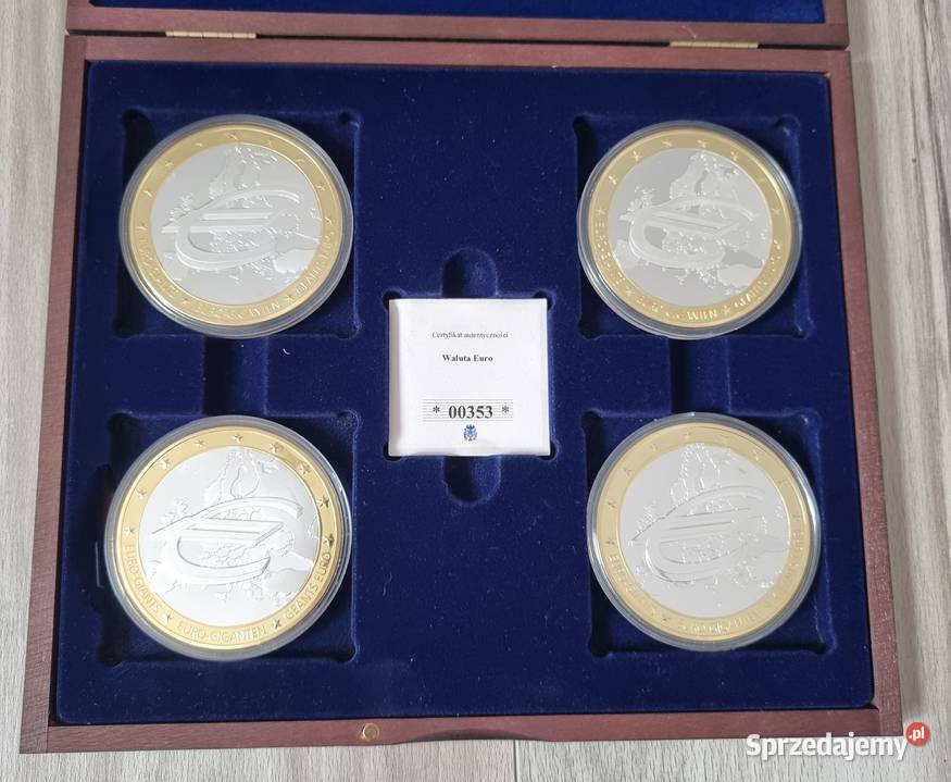 10 Lat Waluty EURO GIGANT 70 mm ZŁOTO Medal śląskie Sosnowiec