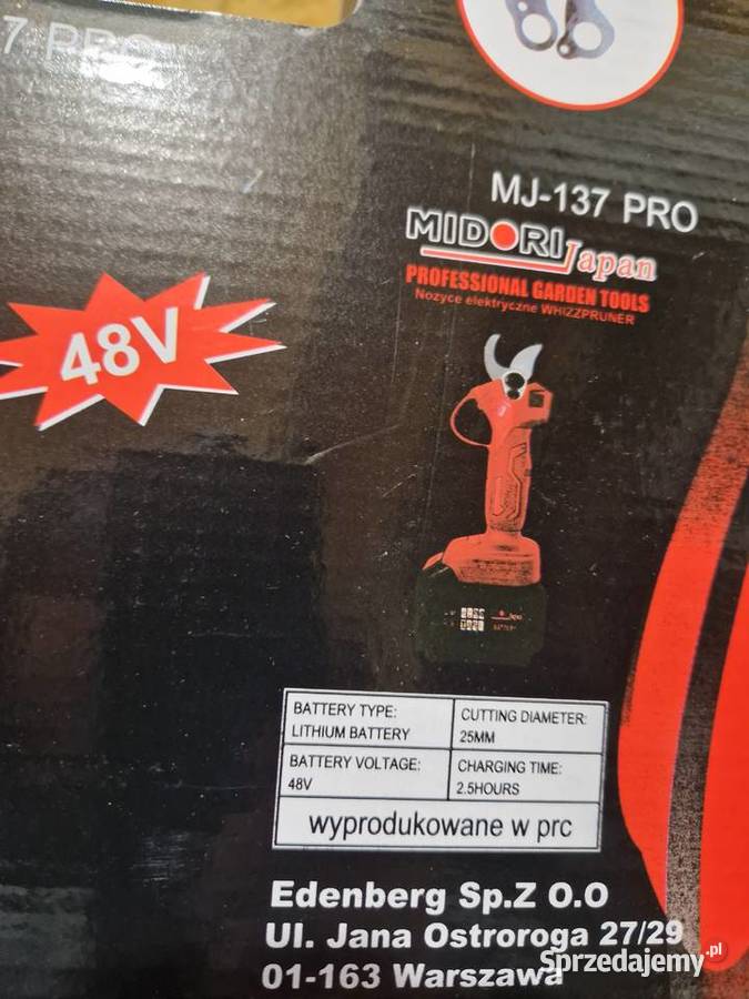 SEKATOR AKUMULATOROWY ELEKTRYCZNY NOŻYCE