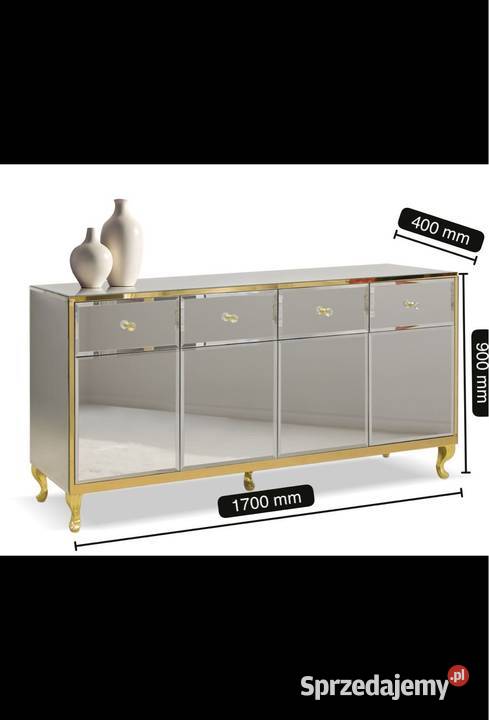 Komoda lustrzana złota glamour noga Ludwik gałka 40cm Kępno