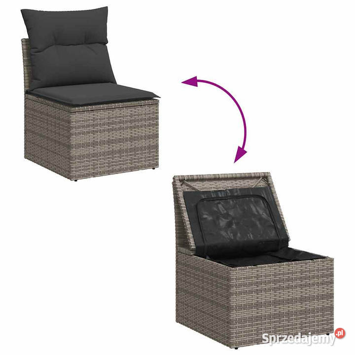 4cz sofa ogrodowa z poduszkami szary rattan PE i