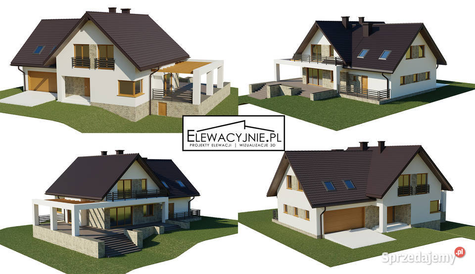 Projekt elewacji domu na zdjęciach wizki 3d zachodniopomorskie Szczecin usługi budowlane