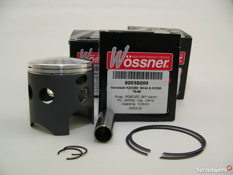 TŁOK komplet tłokowy WOSSNER 7194 mm KDX 250 KX Silniki i osprzęt Zabrze