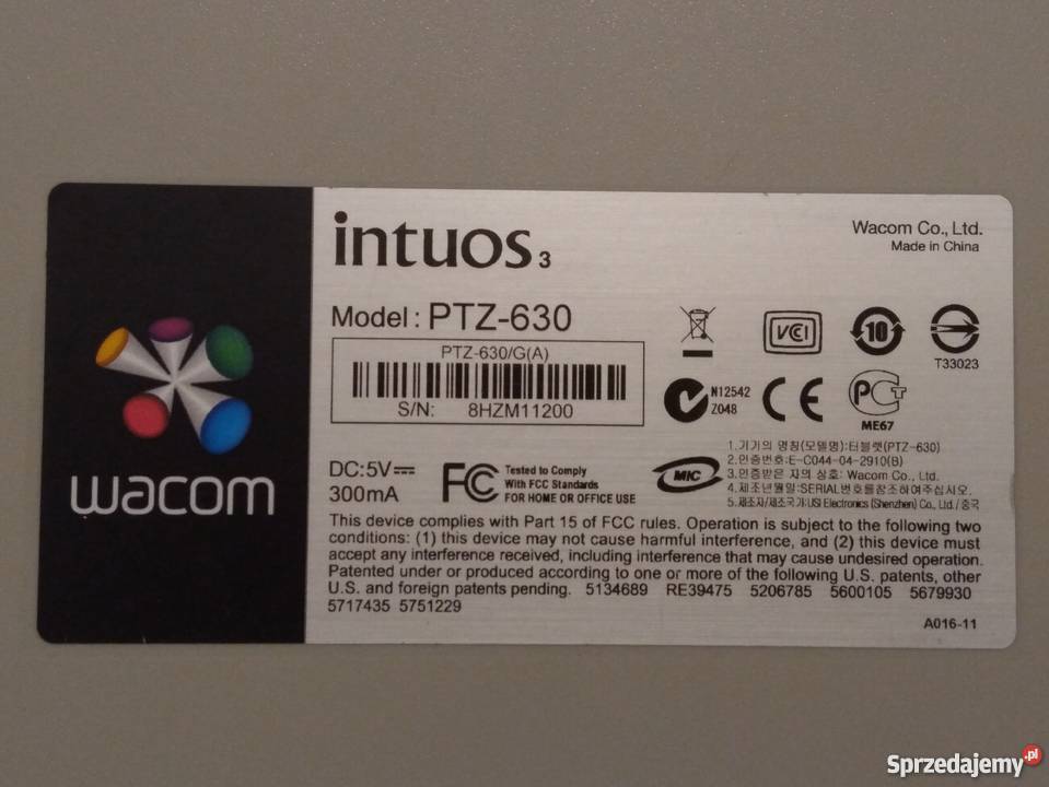 TABLET GRAFICZNY WACOM INTUOS 3 PTZ630 używany