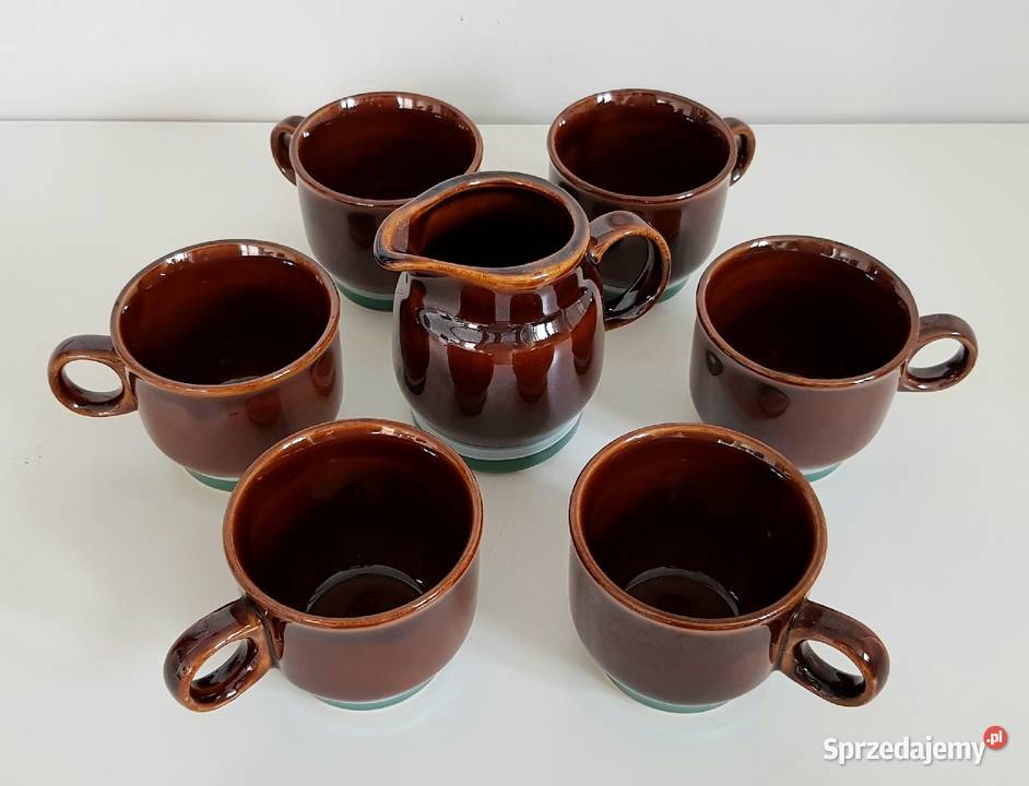 Porcelit fajans Pruszków PRL filiżanka mlecznik Ruda Śląska