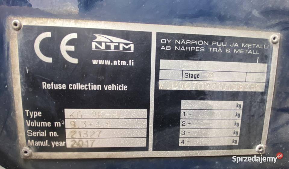 Mercedes Atego 1524 śmieciarka dwie komory14m3 Nowiny sprzedam