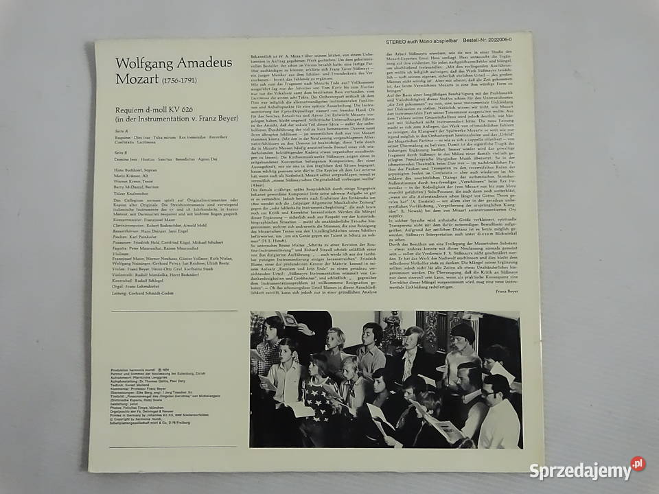 Płyta winylowa WA Mozart Requiem dmoll KV 626 lubelskie Biłgoraj