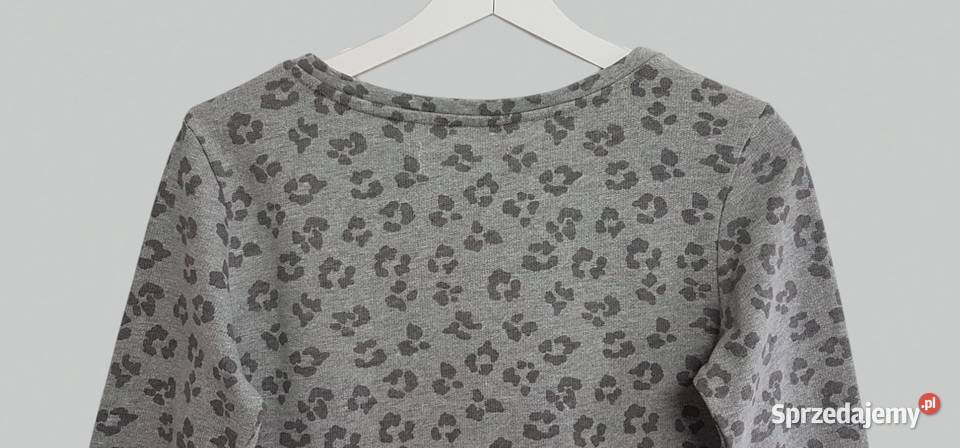 Damski miękki sweter szary w panterkę długim Chrzanów