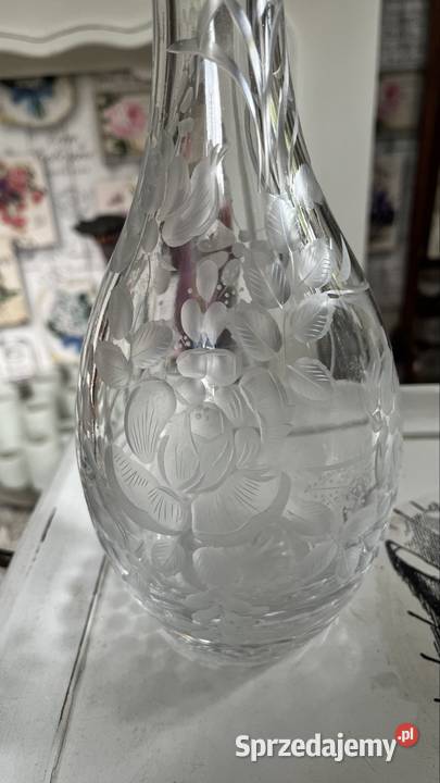 Krysztalowa karafka ręczny szlif Porcelana i szkło lubuskie