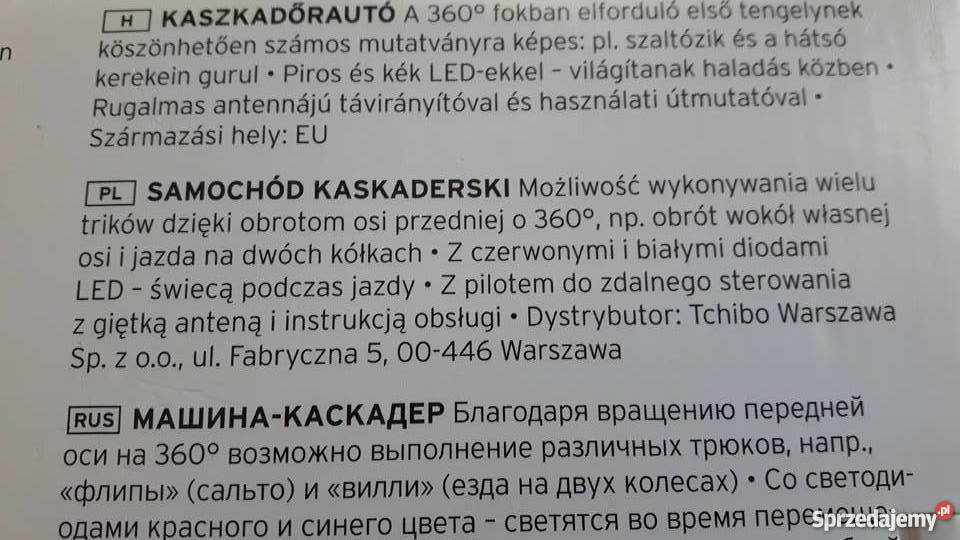 Samochód kaskaderski zdalnie sterowany Zdalnie sterowane lubuskie Gorzów Wielkopolski sprzedam