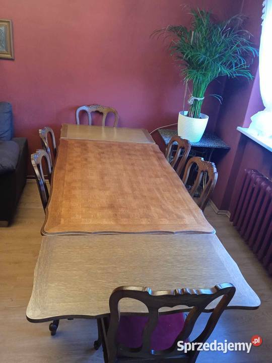 Stół dębowy rozkładany 6 krzeseł Przeźmierowo sprzedam