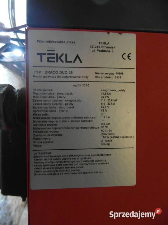 Kocioł z żeliwnym podajnikiem Tekla Draco Duo 25 Piece i kominki