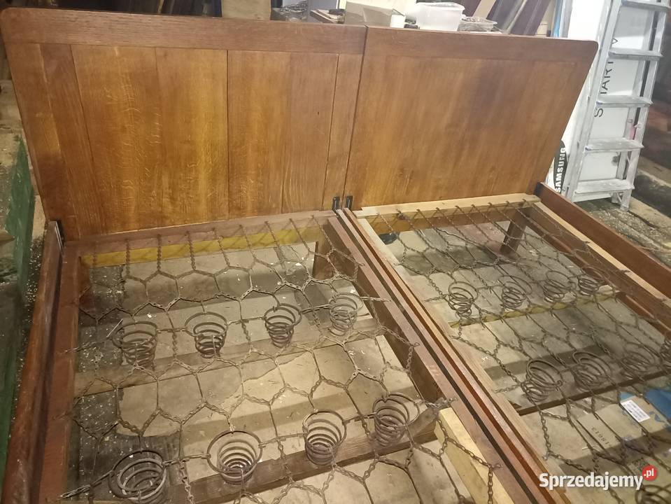 Łóżko małżeńskie drewniane antyk